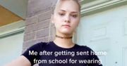 Tak ubrana poszła do szkoły. Została odesłana do domu