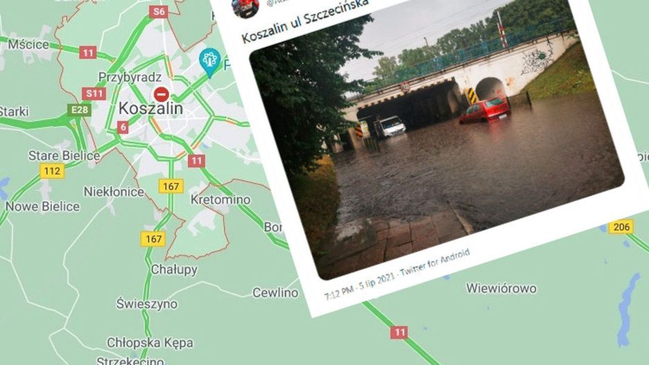 Koszalin walczy z burzą. Zalane ulice i akcja służb 