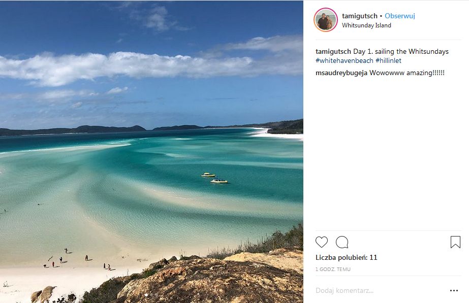 Miejsce 1. Whitehaven Beach, Australia