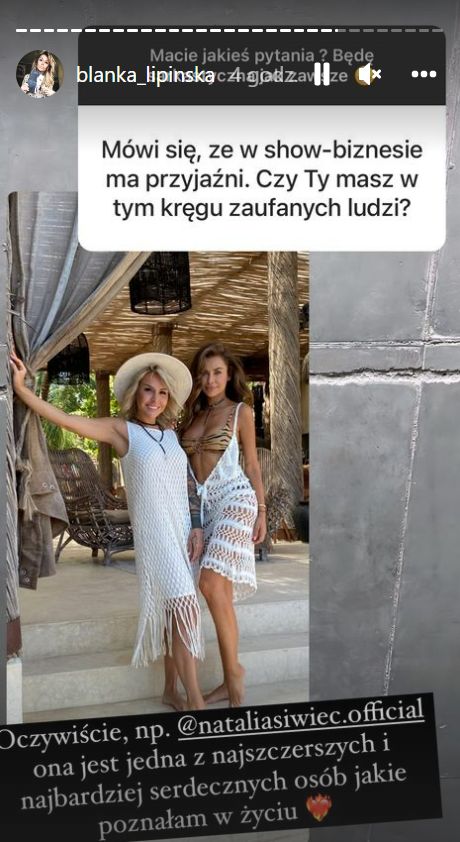 Blanka Lipińska o przyjaźni z Natalią Siwiec