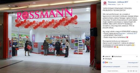 "Konkurs z okazji jubileuszu drogerii Rossmann". To oszustwo – nie daj się nabrać