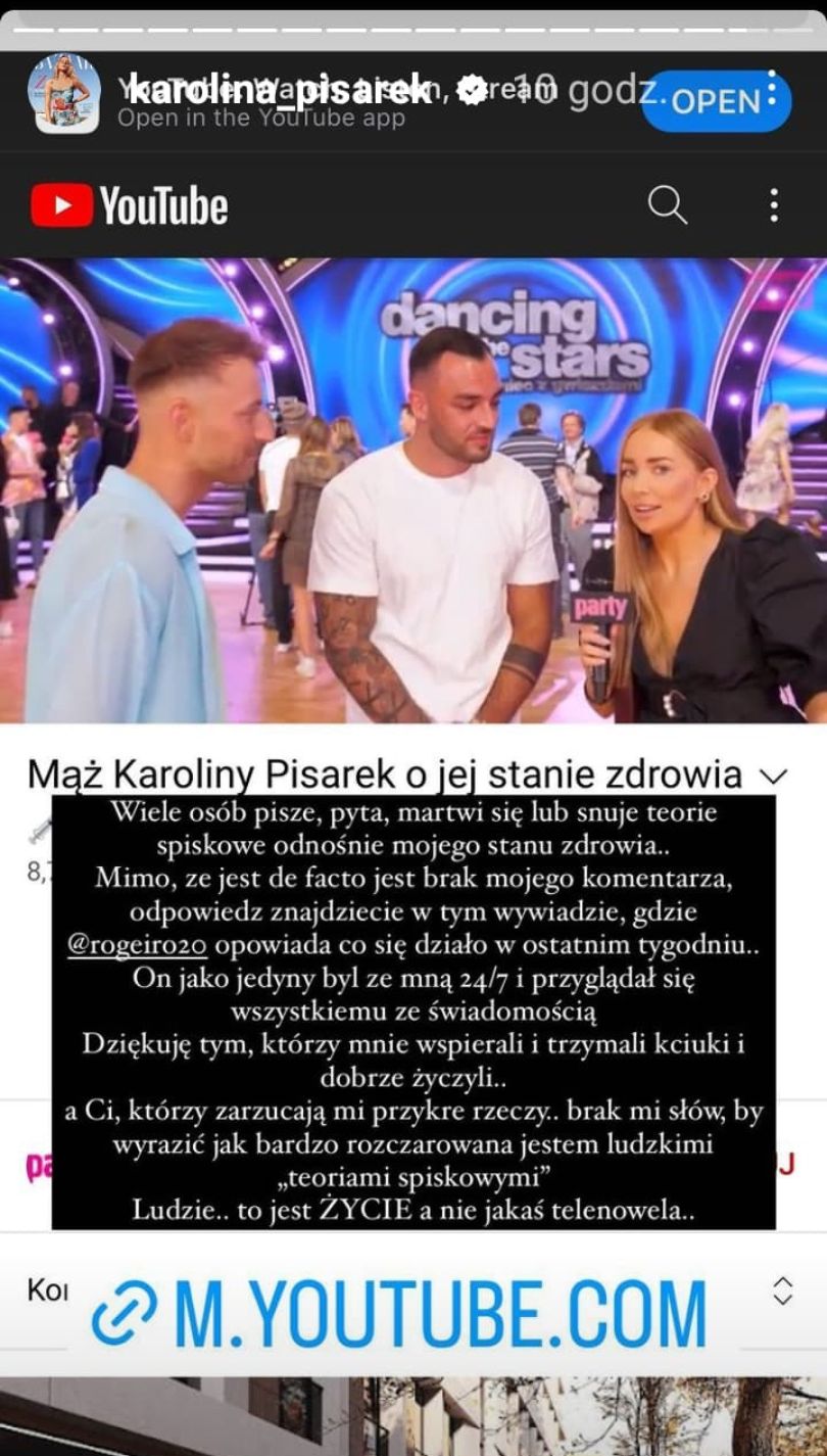 Karolina Pisarek komentuje teorie spiskowe na temat swojego stanu zdrowia