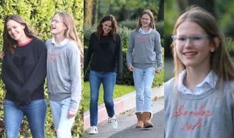 Troskliwa Jennifer Garner tuli się przed domem do 14-letniej córki. Są do siebie podobne? (ZDJĘCIA)