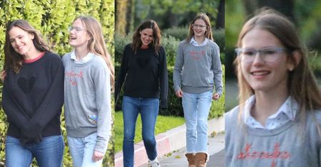 Troskliwa Jennifer Garner tuli się przed domem do 14-letniej córki. Są do siebie podobne? (ZDJĘCIA)