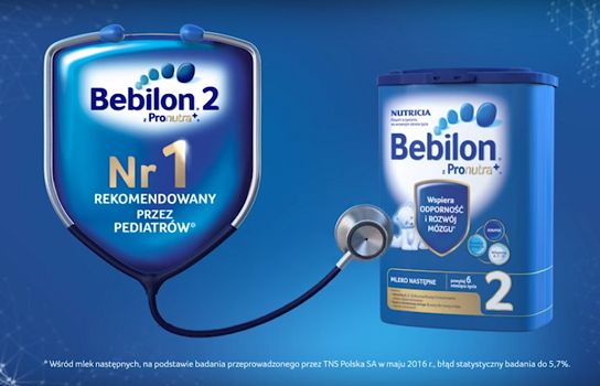 Bebilon w kampanii podkreśla, że jest rekomendowany przez pediatrów