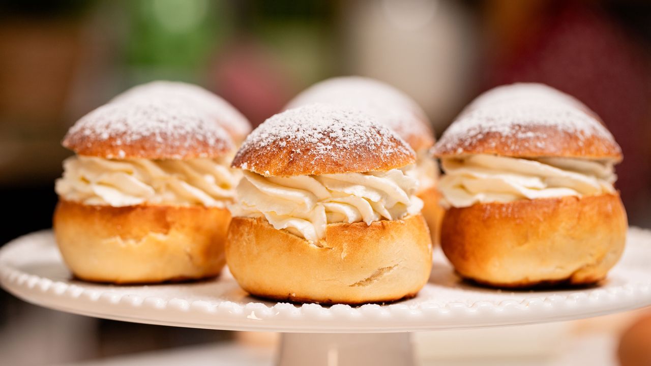 Semla with whipped cream