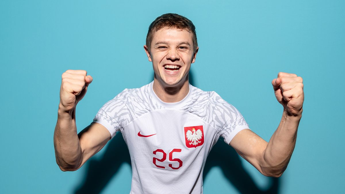 DOHA, QATAR - NOVEMBER 18: Robert Gumny of Poland poses during the official FIFA World Cup Qatar 2022 portrait session on November 18, 2022 in Doha, Qatar. (Photo by Dan Mullan - FIFA/FIFA via Getty Images)