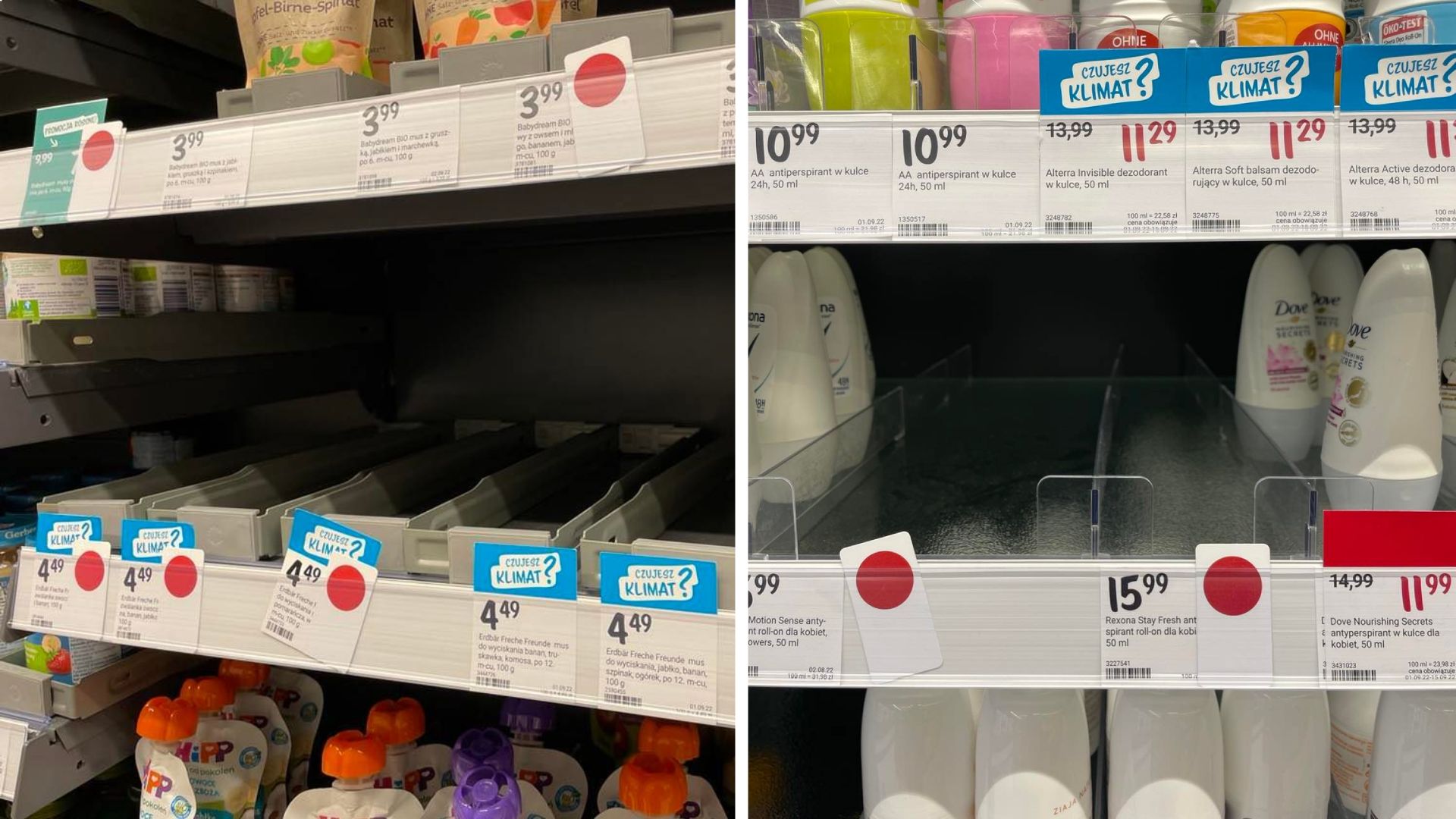 Czerwone kropki w Rossmannie