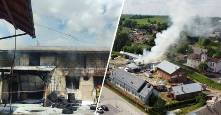 Wielki pożar w zakładzie regeneracji opon. W akcji blisko 100 strażaków