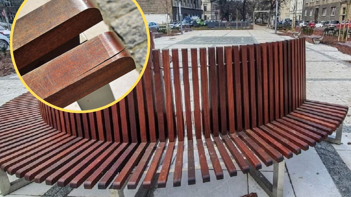 Ławka stoi od 8 miesięcy i już zaczęła się psuć