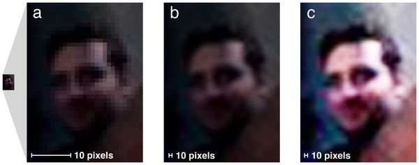 Obróbka, jakiej poddano zdjęcie z zarejestrowaną twarzą w źrenicy oka.