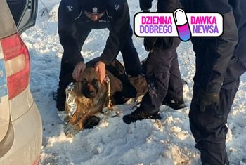 Przymarzł do pobocza drogi. Pomoc przyszła na czas
