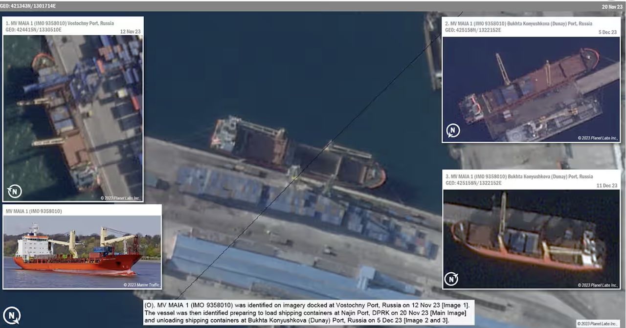 The British intelligence has gathered photos that show the loading of Russian ships in a port in North Korea.