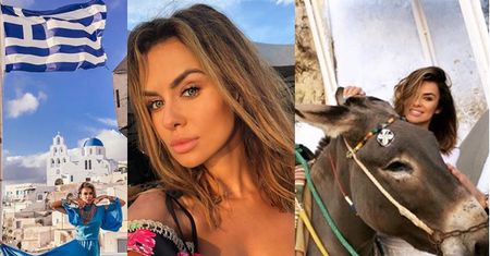 Natalia Siwiec głaszcze osiołka na planie nowej kampanii. "Selfiki przy tzatziki" (ZDJĘCIA)