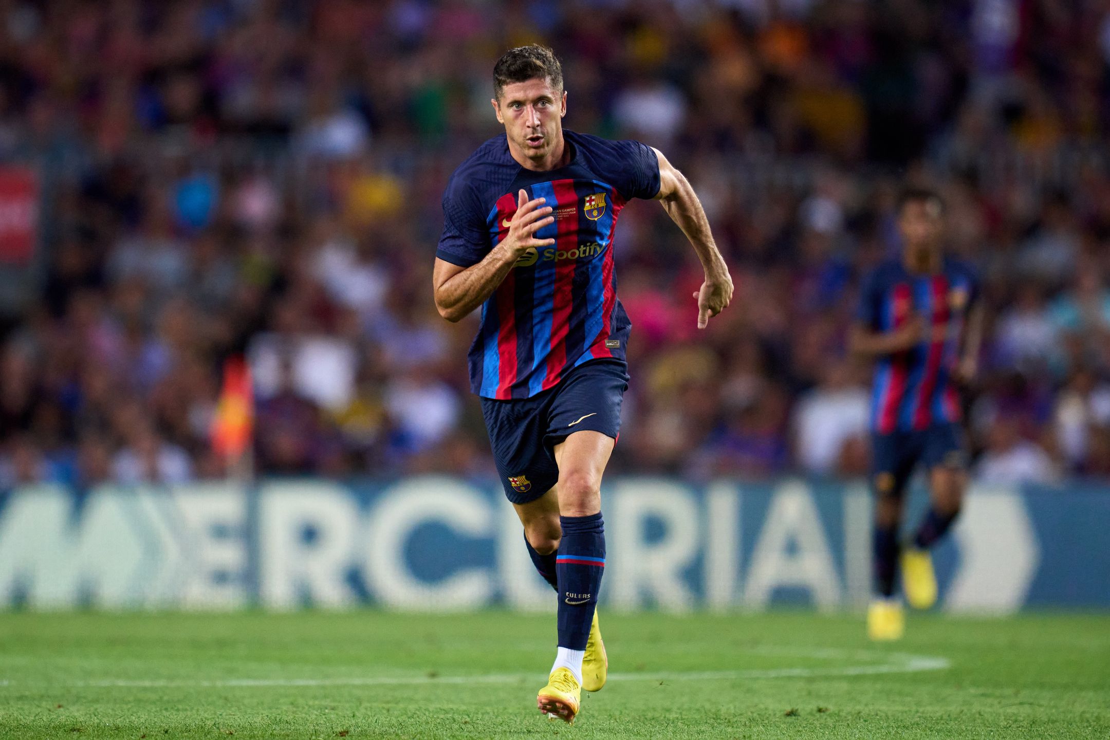 Robert Lewandowski podczas meczu FC Barcelona