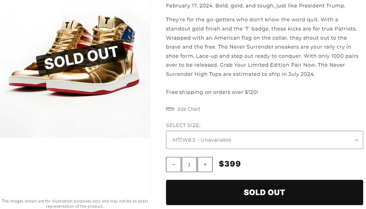 Donald Trump's shoes were instantly sold out.