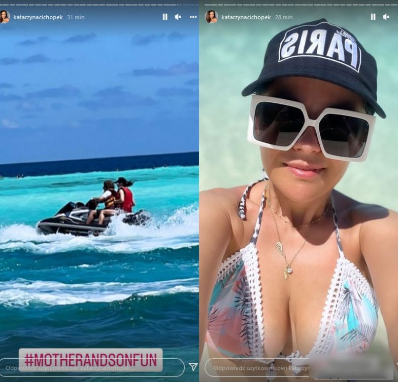 Katarzyna Cichopek pozuje na skuterze wodnym