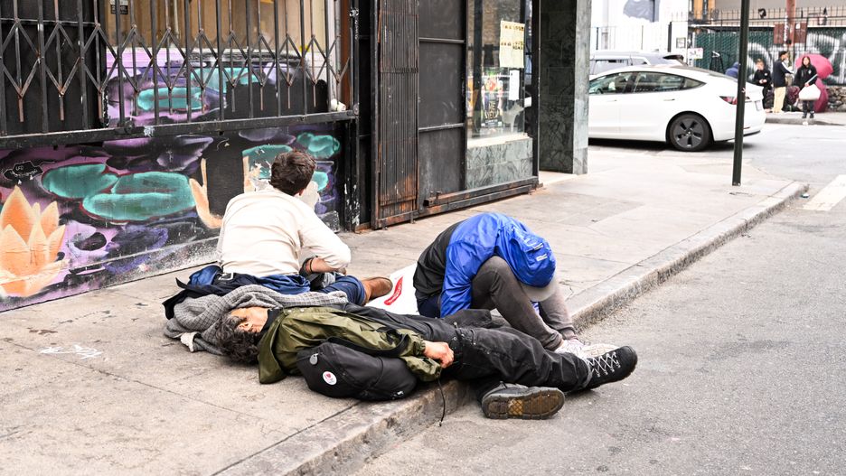SAN FRANCISCO, UNITED STATES - MAY 16: Homeless people are seen as the City fighting with fentanyl problems in San Francisco, California, United States on May 16, 2024. (Photo by Tayfun Coskun/Anadolu via Getty Images)