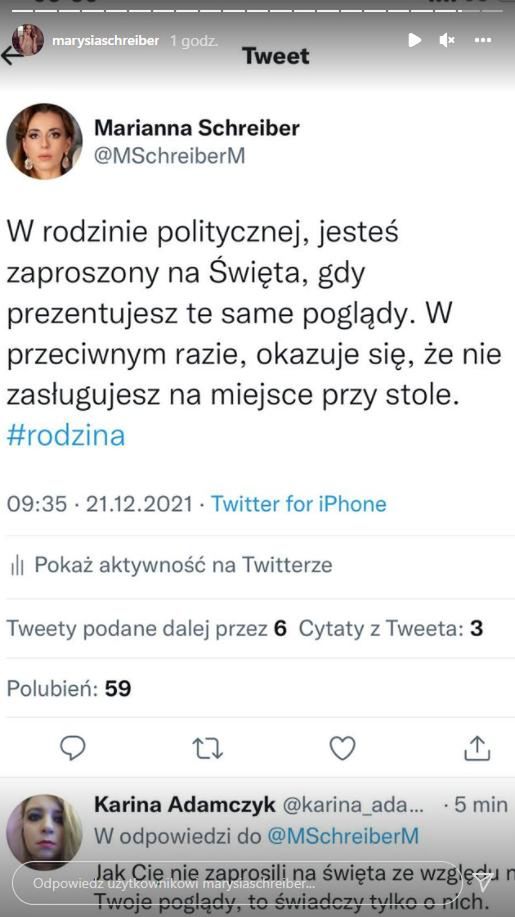 Marianna Schreiber o rozłamie w rodzinie