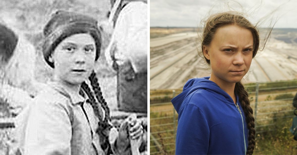 Greta Thunberg na zdjęciu sprzed 120 lat. Jest podróżniczką w czasie?