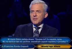 "To napalm, synu. Nic tak na świecie nie pachnie." Czyje to słowa? Zła odpowiedź zabrała mu gwarantowaną nagrodę w "Milionerach"!