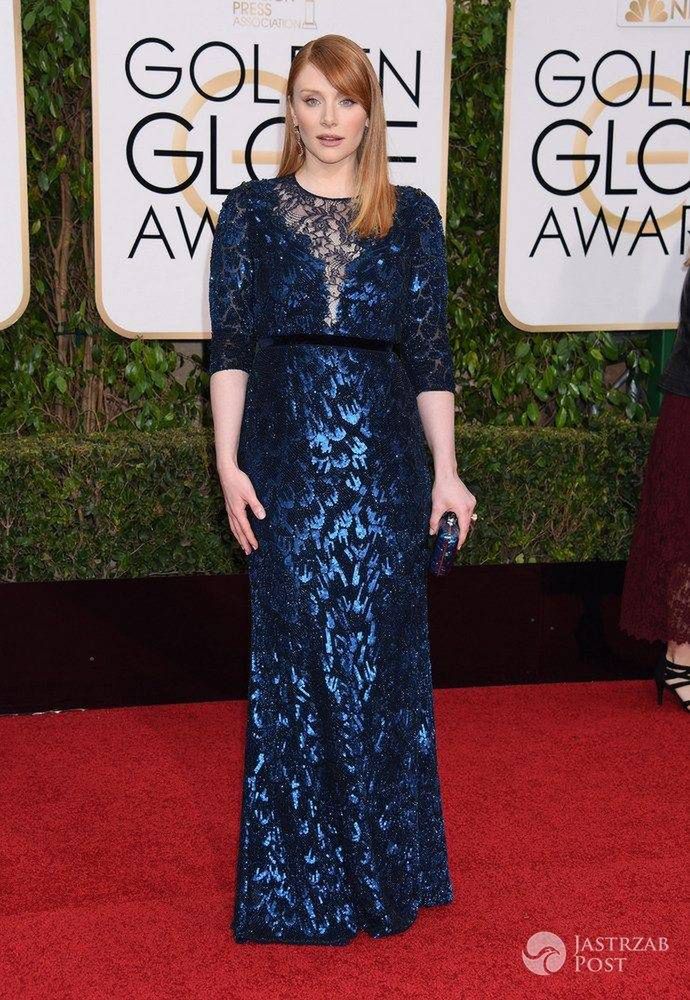 Kreacja: Jenny Packham. Bryce Dallas Howard, Złote Globy 2016 (fot. ONS)