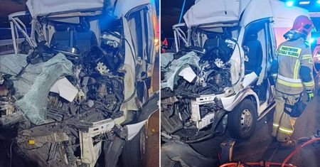 Gorzów: Bus wbił się w ciężarówkę na S3. Kierowca busa był zakleszczony