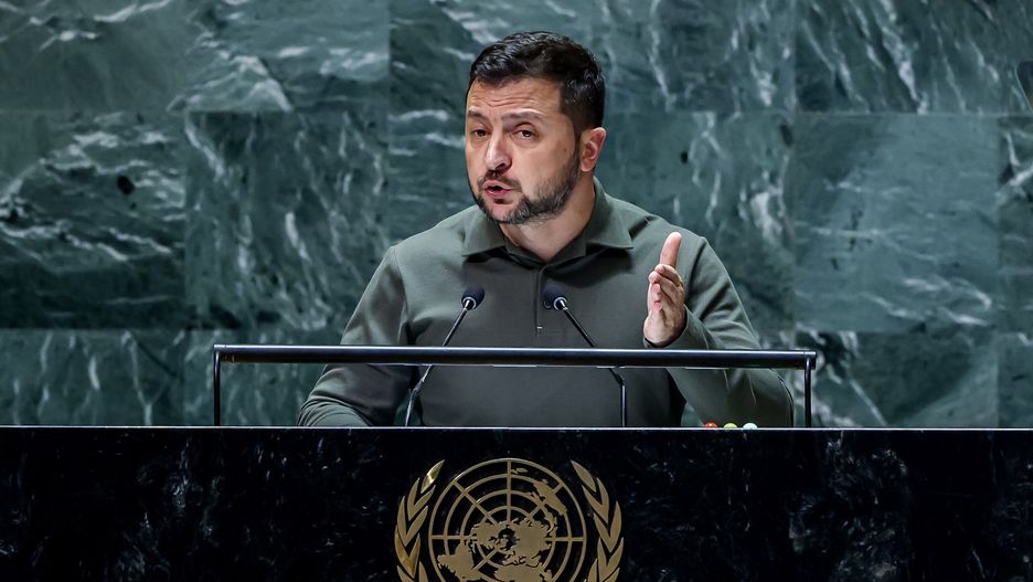 President of Ukraine Volodymyr Zelensky addresses the 78th session of the United Nations General Assembly at the United Nations Headquarters in New York, New York, USA, 19 September 2023. EPA/JUSTIN LANE Dostawca: PAP/EPA.