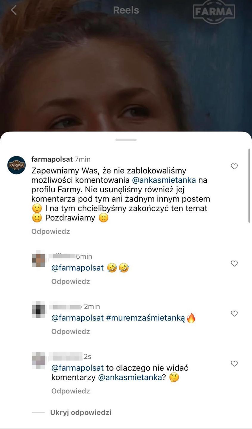 Rzekomo blokowane wpisy Anny Małysy