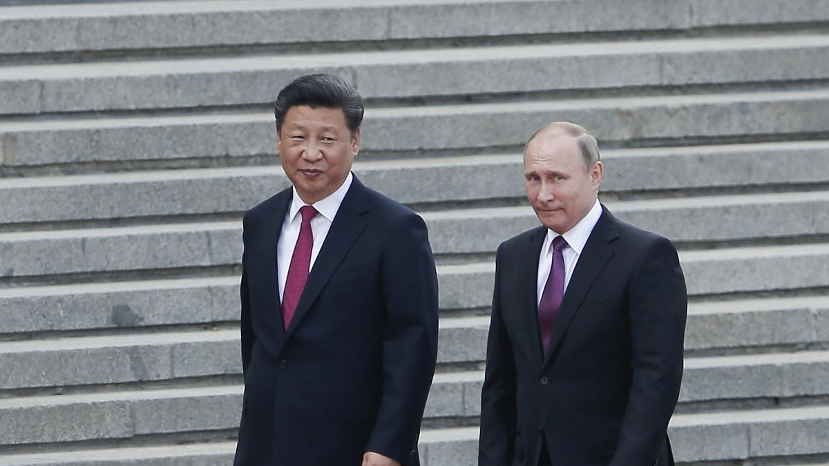 Chiński prezydent Xi Jinping na spotkaniu z głową Rosji Władimirem Putinem