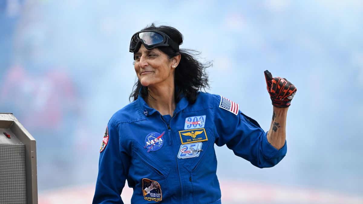 CLEVELAND, OHIO - DECEMBER 21: NASA astronaut Suni Williams serves as the Dawg Pound Captain for the Cleveland Browns prior to a game against the Buffalo Bills at Huntington Bank Field on December 21, 2025 in Cleveland, Ohio. (Photo by Nick Cammett/Diamond Images via Getty Images)