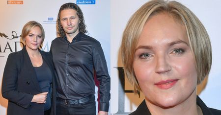 Dominika Chorosińska i jej mąż z fryzurą na "wczesnego Radka Majdana" pozują na premierze filmu fundacji ojca Rydzyka (ZDJĘCIA)