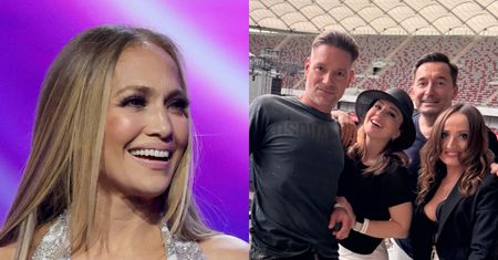 Justyna Dobrosz-Oracz i Beata Tadla bawią się na warszawskim koncercie Jennifer Lopez. Nie zabrakło mężów dziennikarek