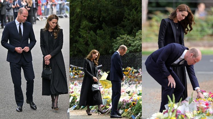 Kate Middleton w kolczykach od królowej Elżbiety oddaje hołd zmarłej monarchini u boku księcia Williama (ZDJĘCIA)