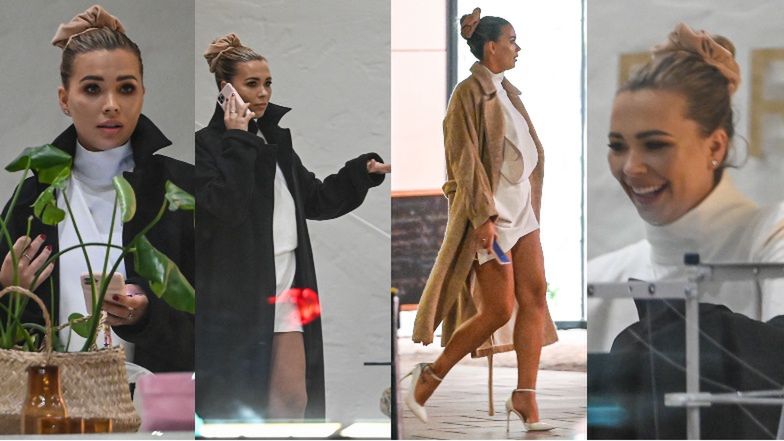 Wystrojona w białą mini i szpilki Sandra Kubicka odwiedza restaurację i szaleje w butiku (ZDJĘCIA)