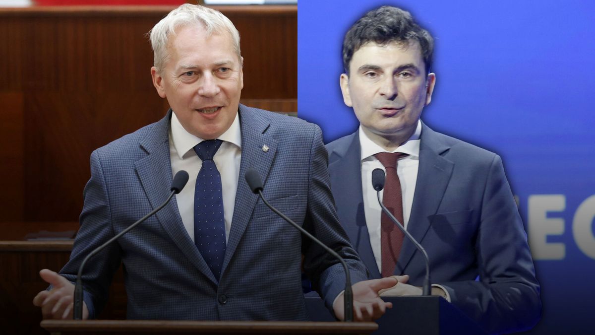 Marszałek Śląska Wojciech Kaługa (z lewej) i wojewoda Marek Wójc