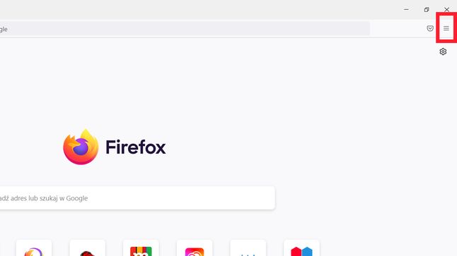 Firefox: menu aplikacji