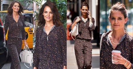 Katie Holmes w dwóch stylizacjach w cętki
