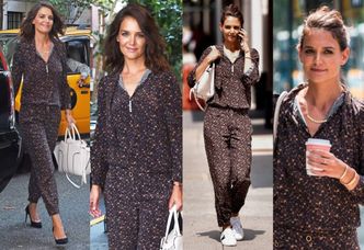 Katie Holmes w dwóch stylizacjach w cętki