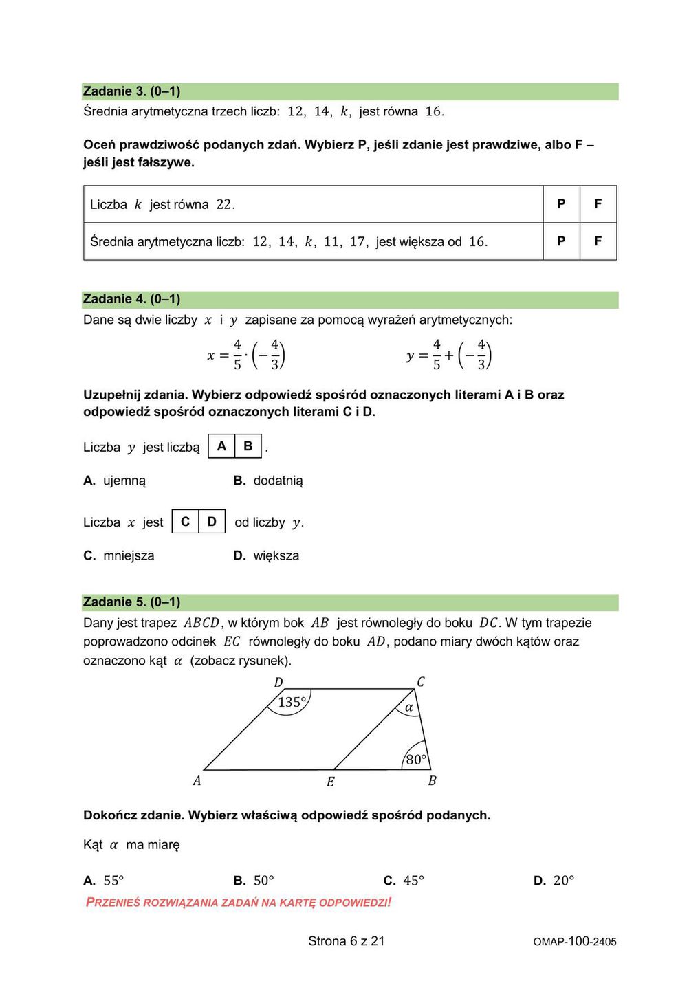 Egzamin ósmoklasisty z matematyki