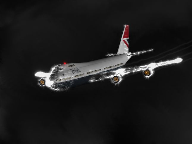 Wizualizacja samolotu w chmurze pyłu wulkanicznego