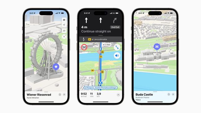 Nowe Mapy Apple. Nawigowanie i budynki w 3D.