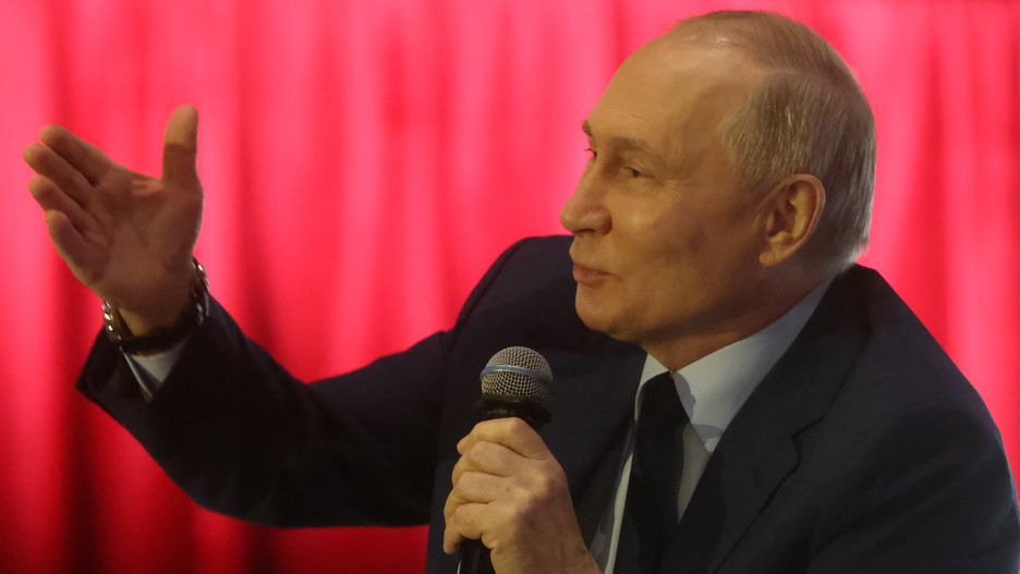 MOSCOW, RUSSIA - NOVEMBER 3:  (RUSSIA OUT) Russian President Vladimir Putin gestures during the Community Forum, hosted by the Civic Chamber, November 3, 2023, in Moscow, Russia. Putin met more than 160 members of the Civic Chamber of Russia, also known as the Public Chamber, an institution, created by the Kremlin in 2005. (Photo by Contributor/Getty Images)