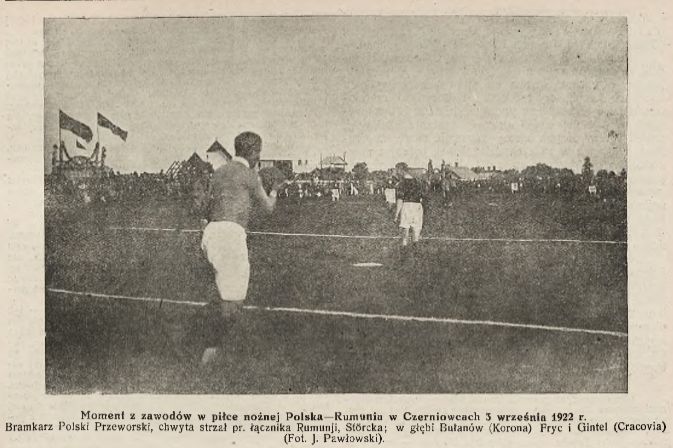 Fragment meczu Rumunia-Polska z 1922 r.