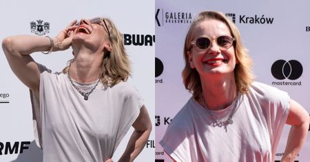 Roześmiana Magdalena Cielecka podbija festiwal OFF CAMERA w białej sukience. Klasa? (ZDJĘCIA)