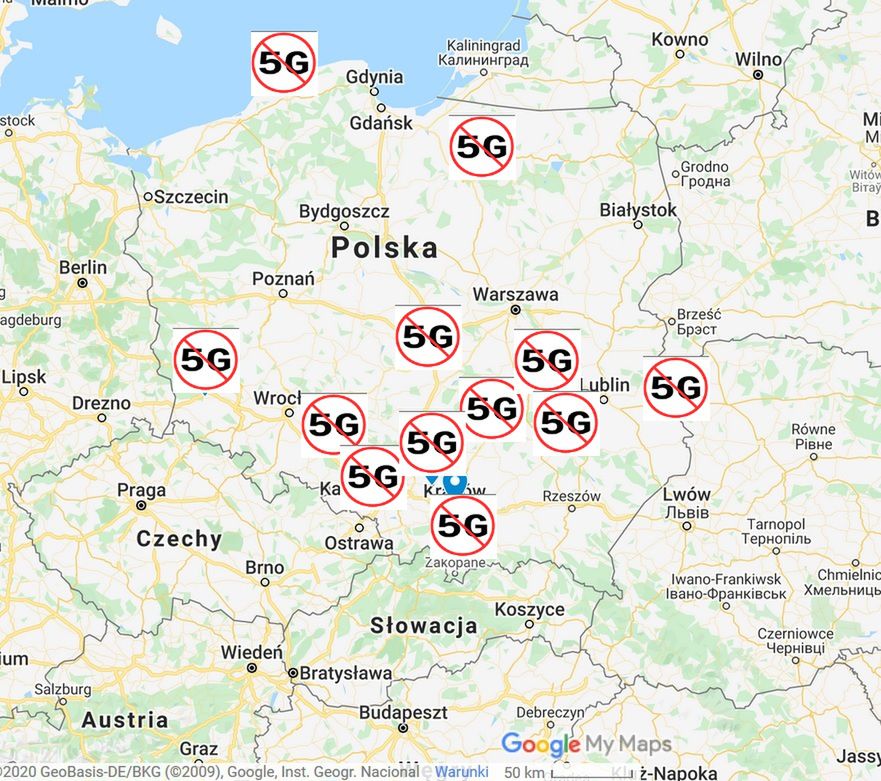 Mapa wstydu. W tych polskich miastach protestowano przeciwko 5G