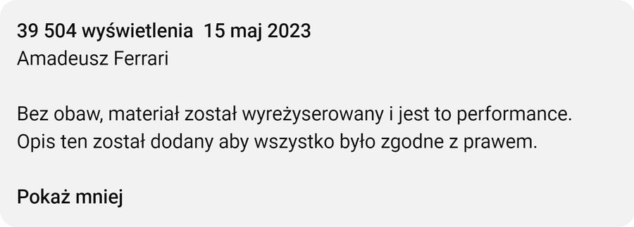 Opis pod filmem Amadeusza Ferrariego