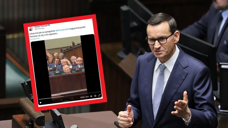 Kaczyński spał? "Tak zareagował na wystąpienie premiera"
