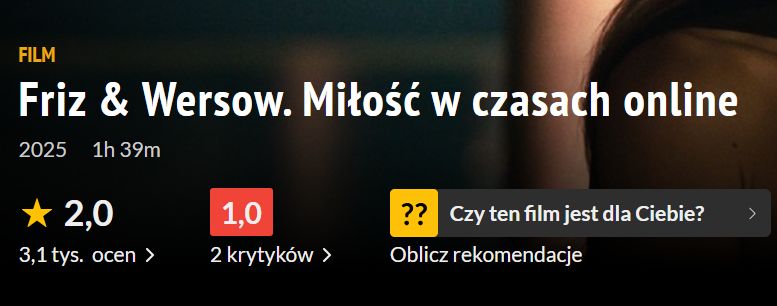 Film Friza i Wersow otrzymał ocenę 2.0 na Filmweb.