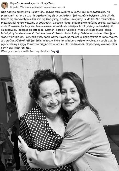 Gwiazdy żegnają Ewę Dałkowską 